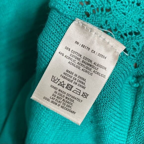 Anthropologie Sparrow Crochet Knit Sweater Teal - Picture 8 of 8